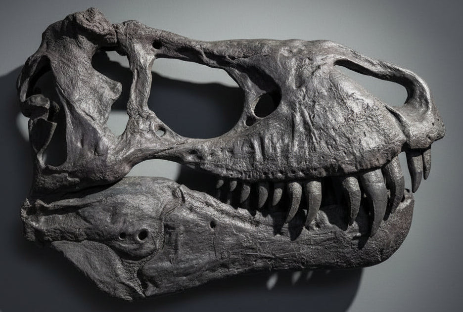 T rex half skull replica
